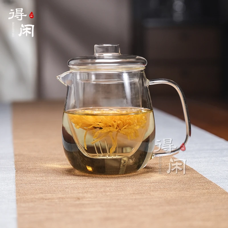 企鹅壶手工加厚耐热玻璃煮茶壶 家用过滤泡茶壶茶水分离花茶壶