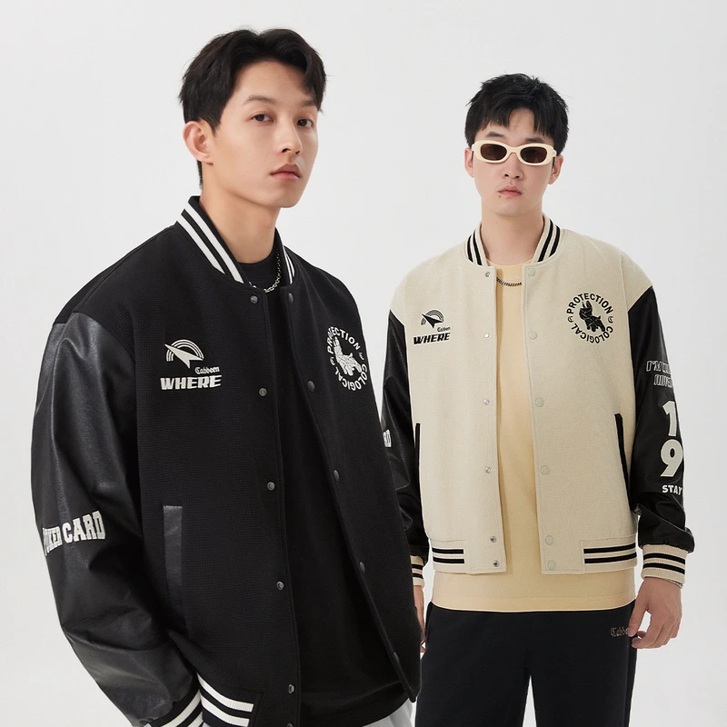 CABBEEN卡宾男装刺绣夹克大码秋新款华夫格棒球服潮流3233138020