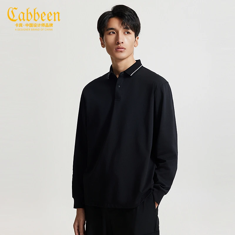 CABBEEN卡宾男装长袖polo衫秋冬款休闲舒适通勤A上衣2243175001