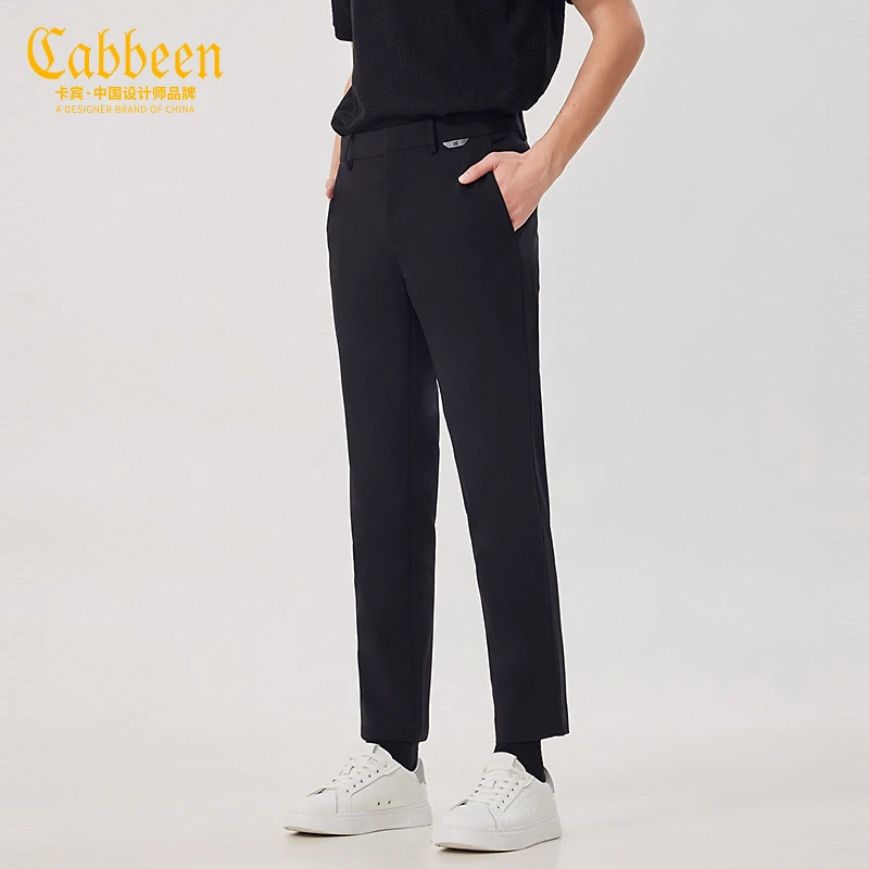 CABBEEN卡宾男装休闲裤新款西裤刺绣长裤修身小脚裤2242127001