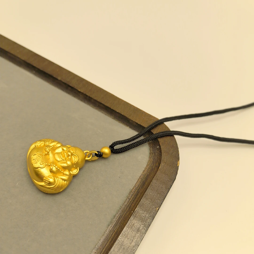 铜合金吊坠 铜合金项链百搭经典款镂空笑脸弥勒佛吊坠大肚佛手工