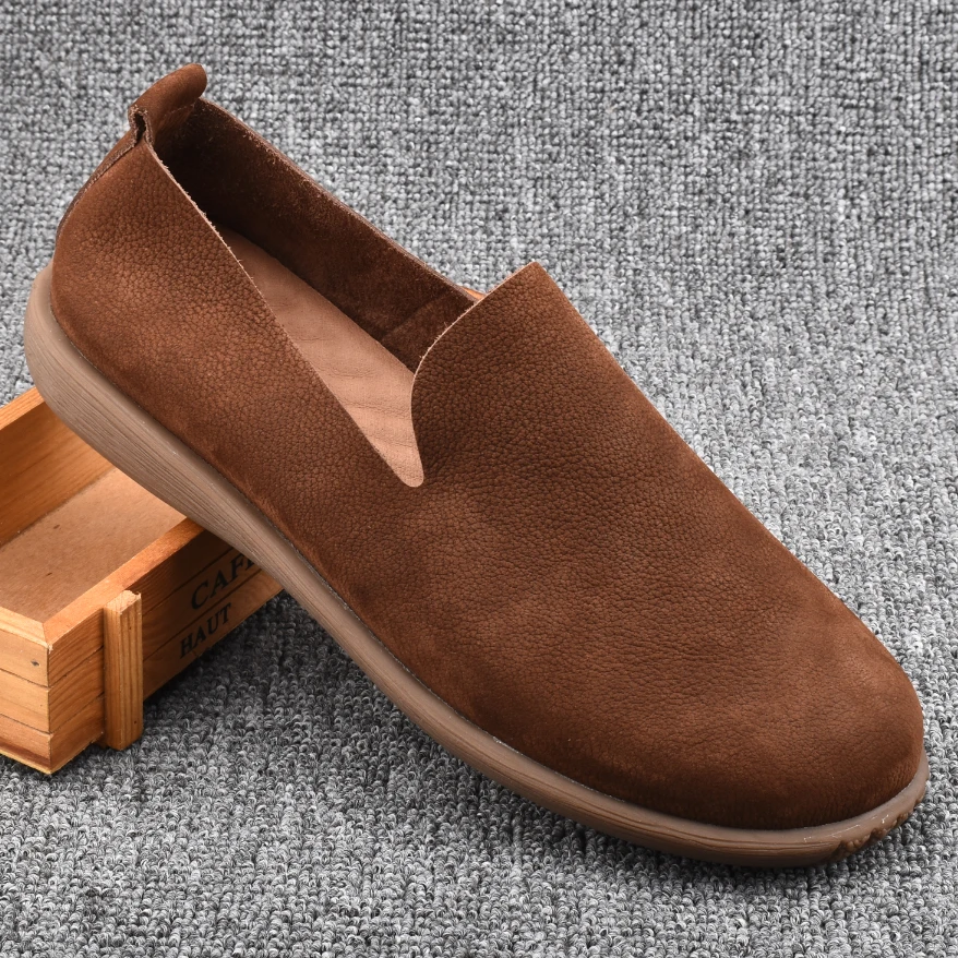 夏季2024新款豆豆鞋男士真皮透气休闲乐福鞋软底软皮一脚蹬懒人鞋