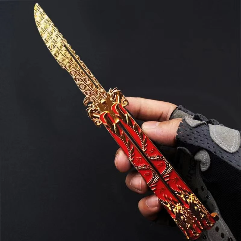 csgo周边蝴蝶刀甩手刀不开刃折叠刀武器模型帅气儿童训练炫酷玩具