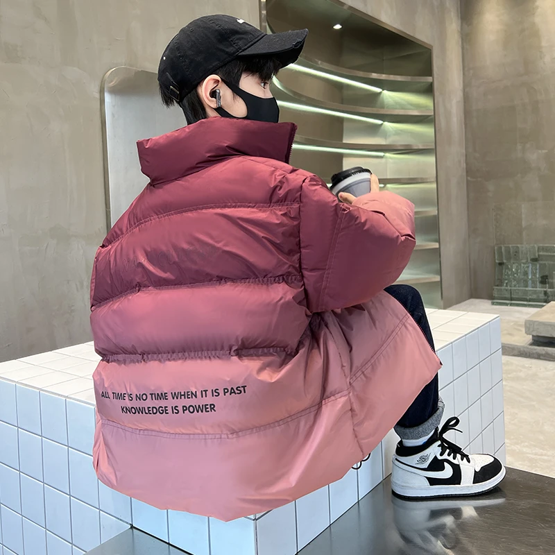 男童羽绒服冬季加厚2024新款儿童冬装宽松男孩面包服渐变免洗外套