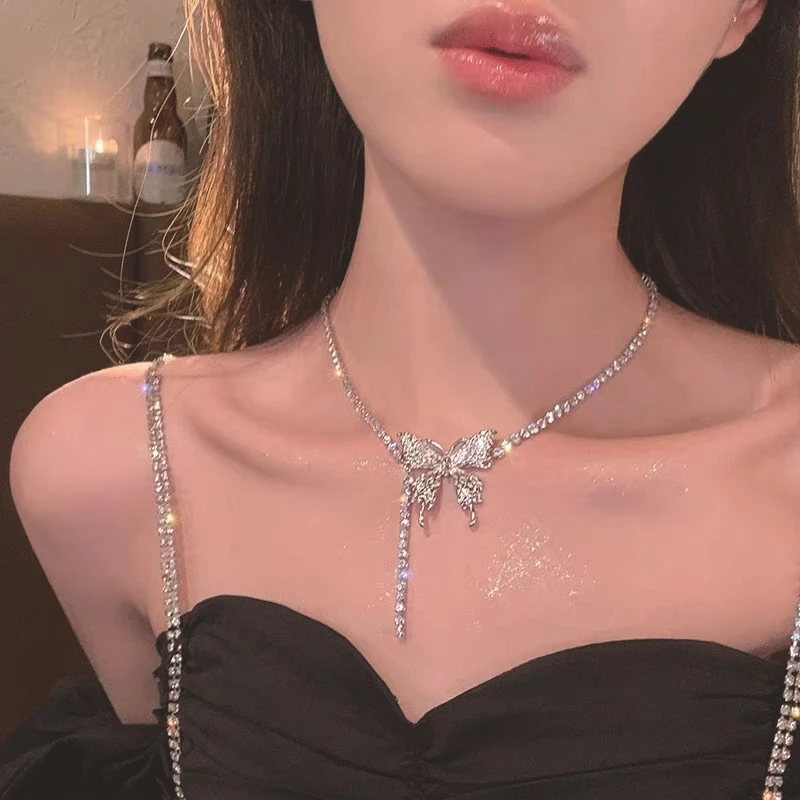 合金项链 闪钻国风轻奢ins女款超仙时尚设计超闪高级感锁骨链颈链