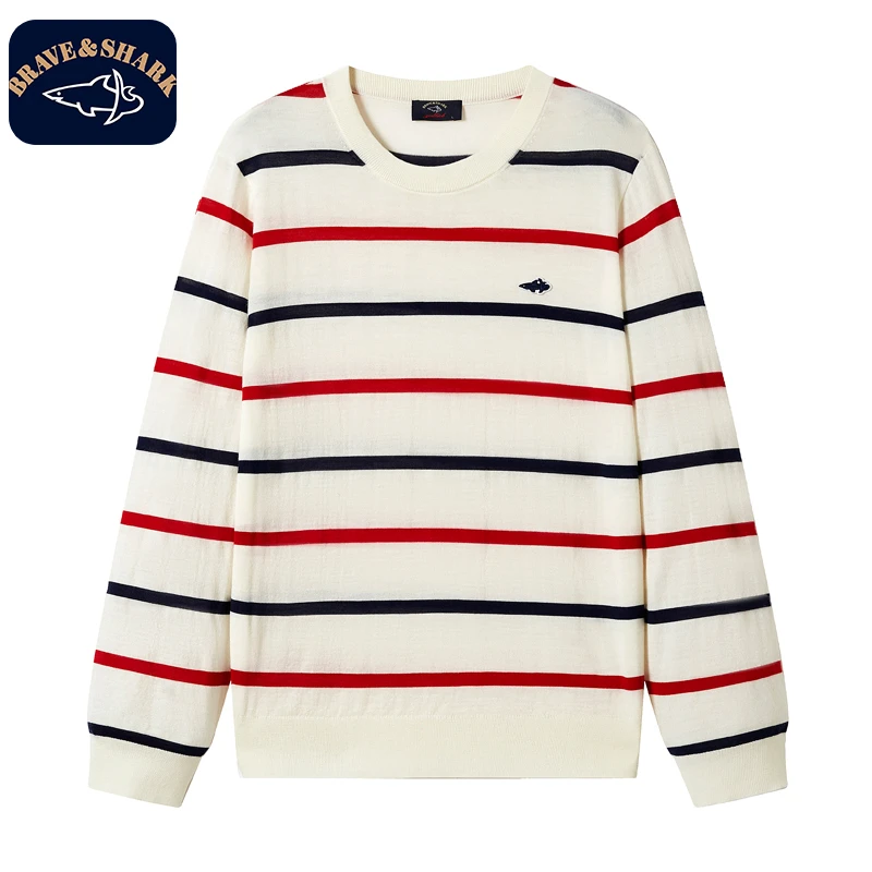 BRAVE&SHARK/勇士鲨鱼【官方正品】男士新款羊毛条纹针织衫长袖经典