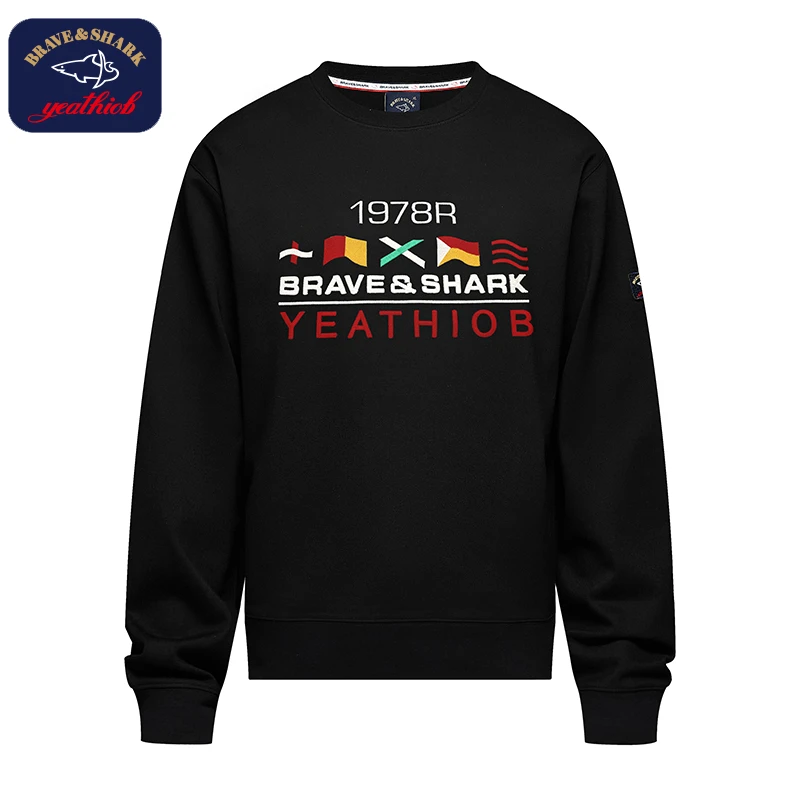 BRAVE&SHARK/鲨鱼男士春秋新款长袖宽松圆领百搭卫衣休闲打底运动