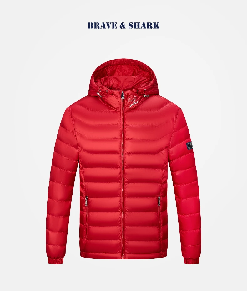 BRAVE&SHARK/勇士鲨鱼男款男士休闲连帽轻薄款羽绒服秋冬防风