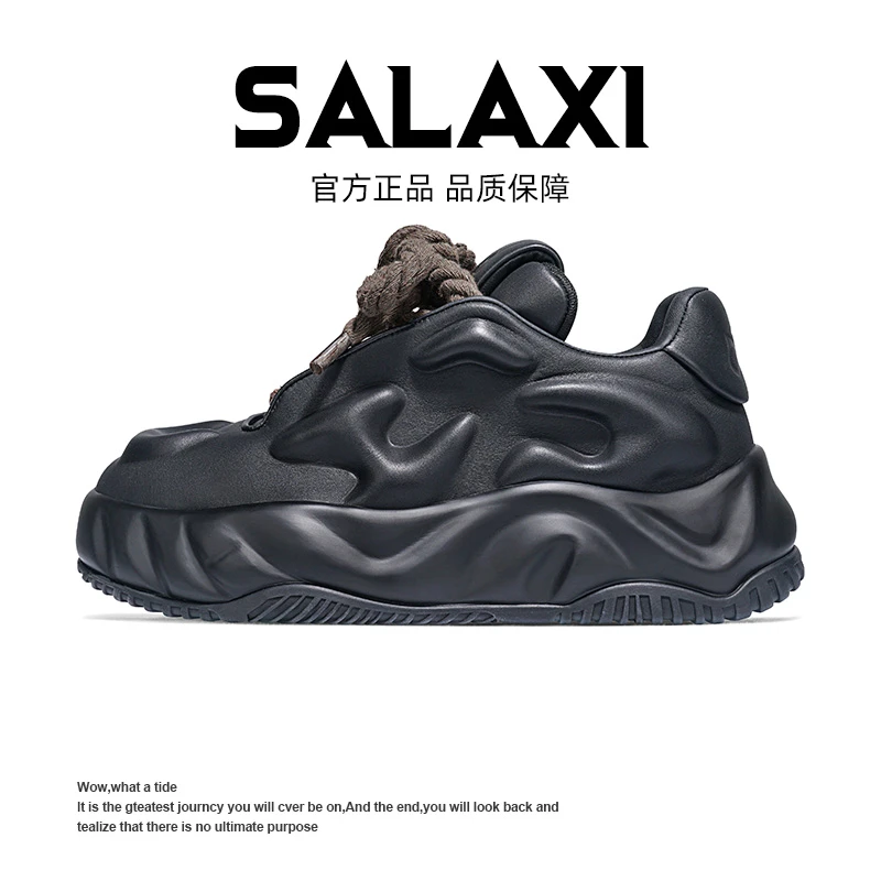 SALAXI【情侣款】秋冬美式厚底情侣潮鞋高级百搭设计感休闲老爹鞋