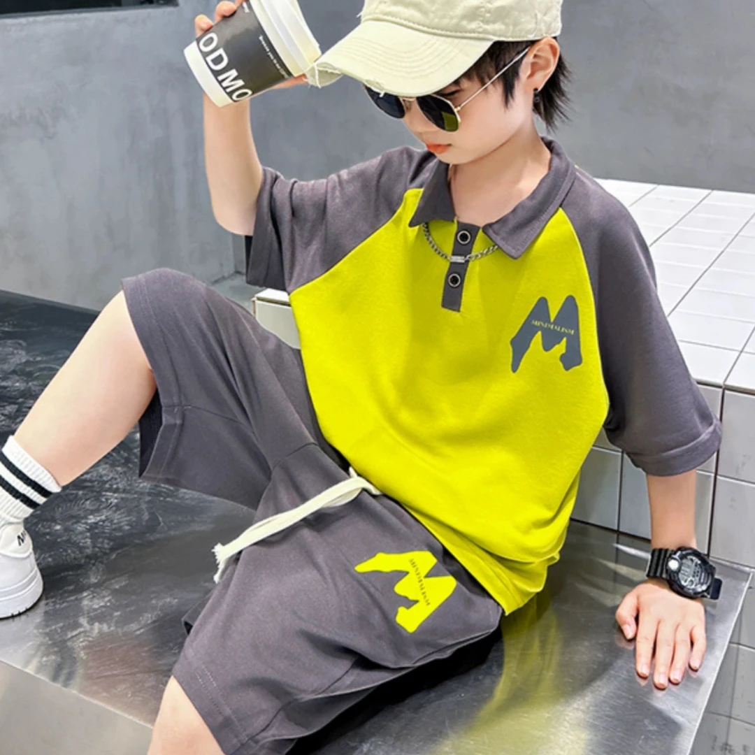 男童酷帅套装夏短袖2024新款儿童运动网红炸街男孩幼儿时尚两件套