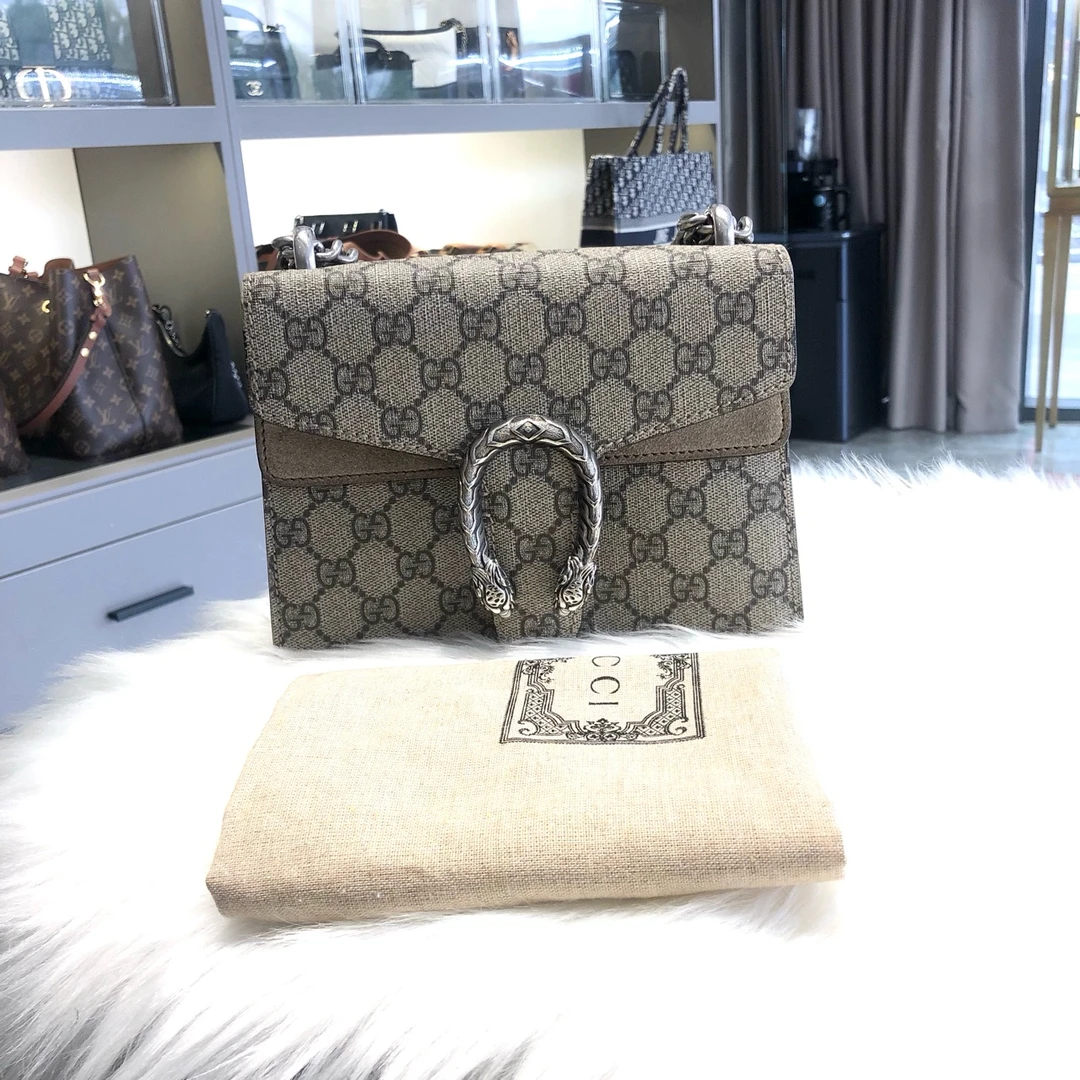 95新  【归集奢品】Gucci/酒神驼色小号斜挎包
