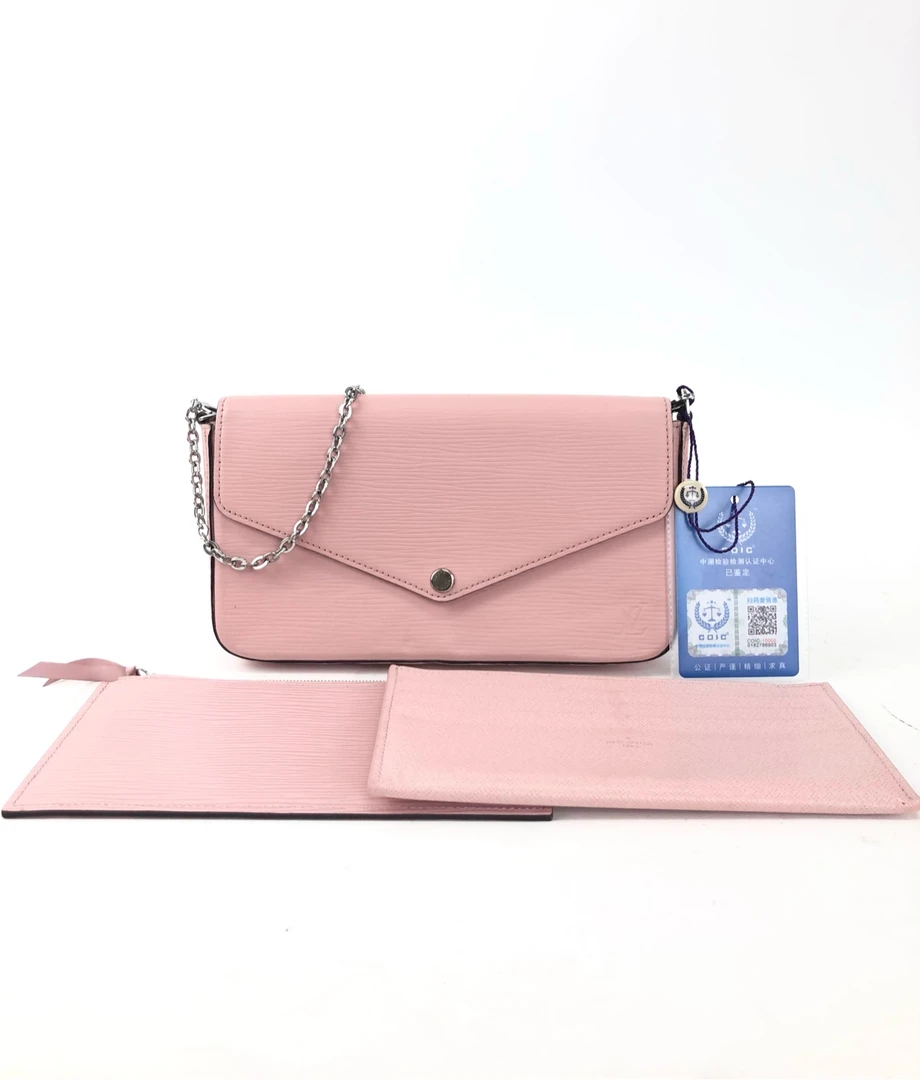 95新  【归集奢品】LV/路易威登水波纹樱花粉三合一链条包