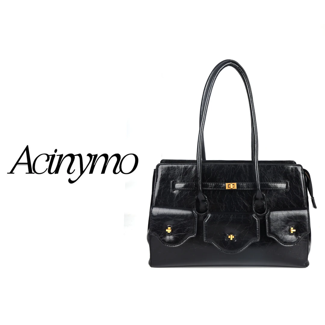 【2024无撞款，设计版高定女包】Acinymo经典款黑色单肩腋下包D200叁