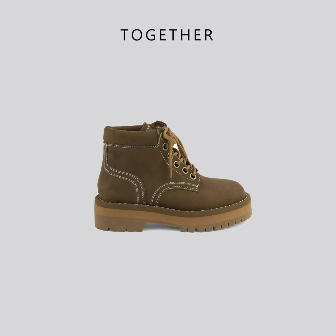 【Together】 · 黄土 · 复古英伦马丁靴工装短靴 跟高5cm