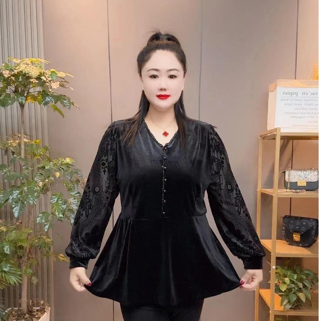 2024早秋新款时尚洋气V领钉珠拼接设计感减龄百搭上衣