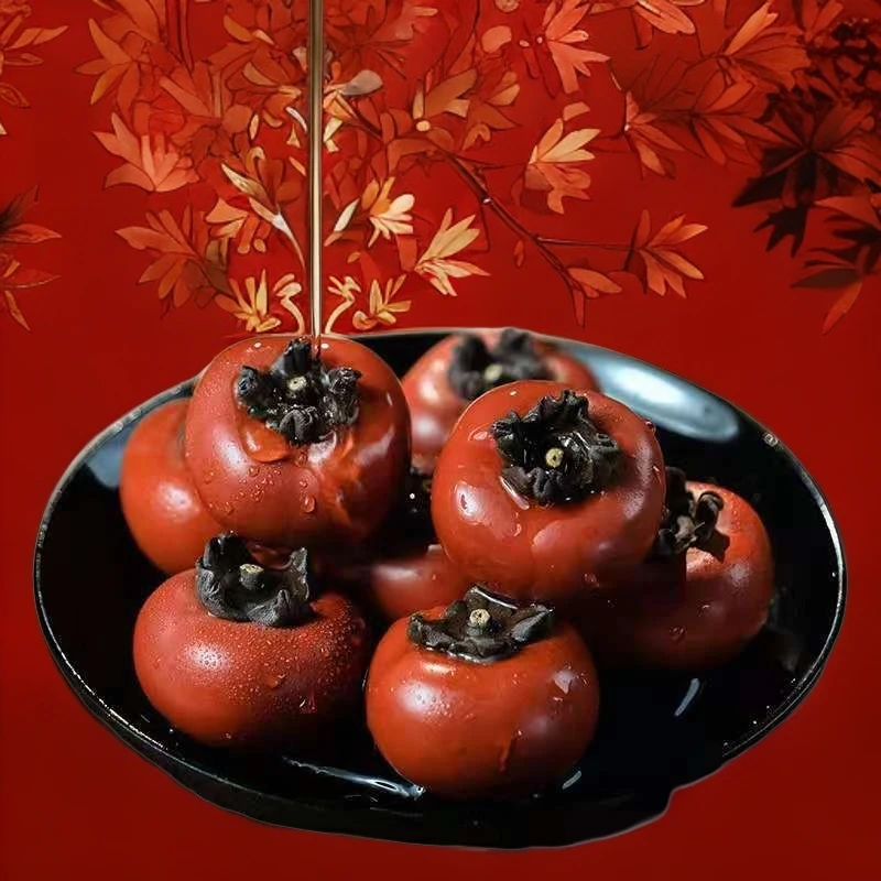 紫砂柿子茶宠摆件柿柿如意茶盘创意文玩小号精品可养仿真水果