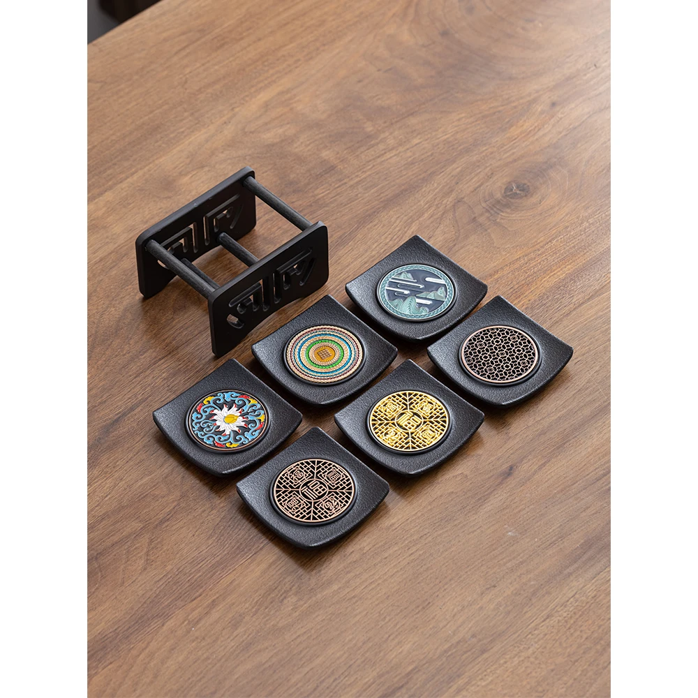 电木杯垫茶杯底座功夫茶具防滑隔热垫子杯托日式家用会客茶道配件