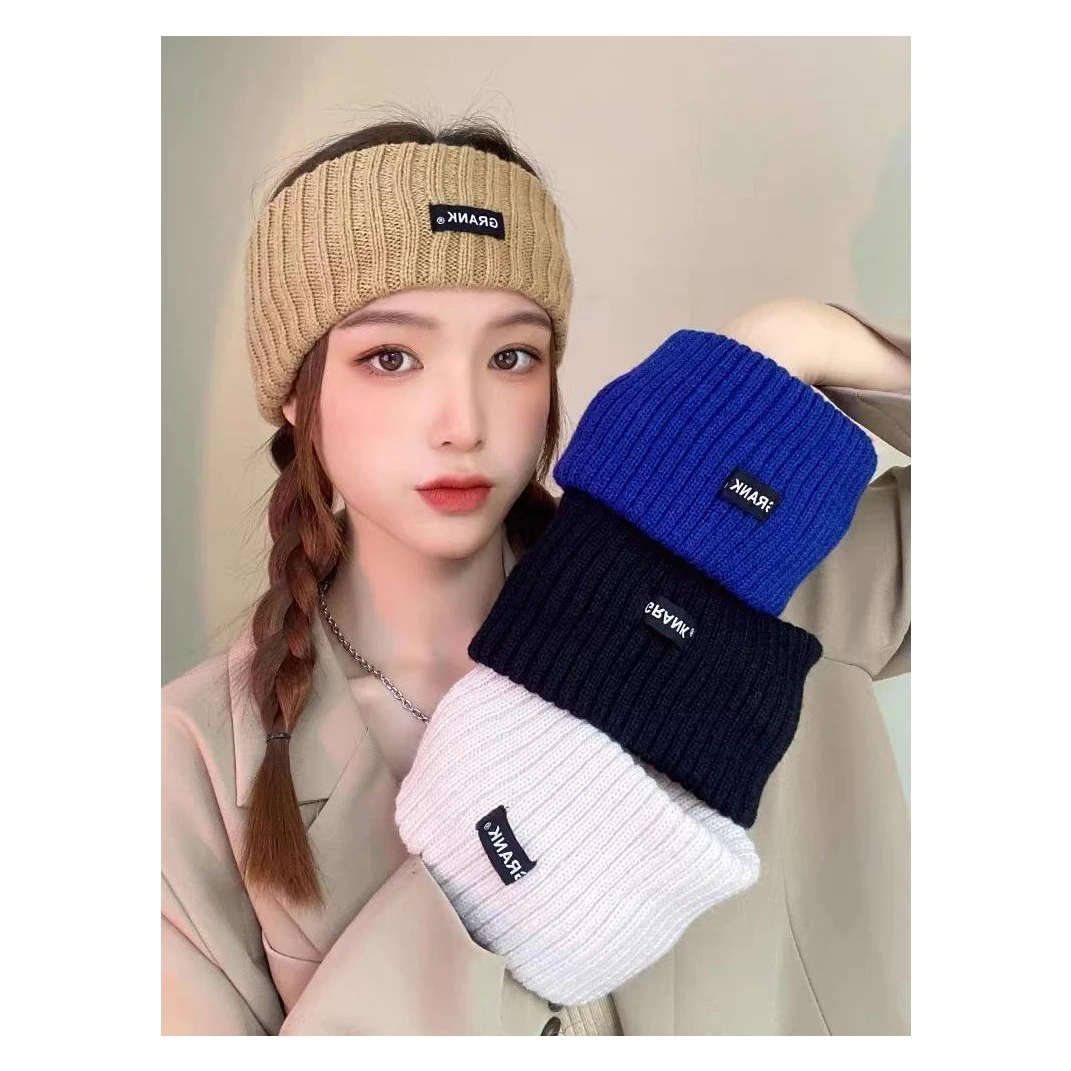 针织发带束发保暖护额头运动头巾秋冬日常外戴女包头时尚头套头箍