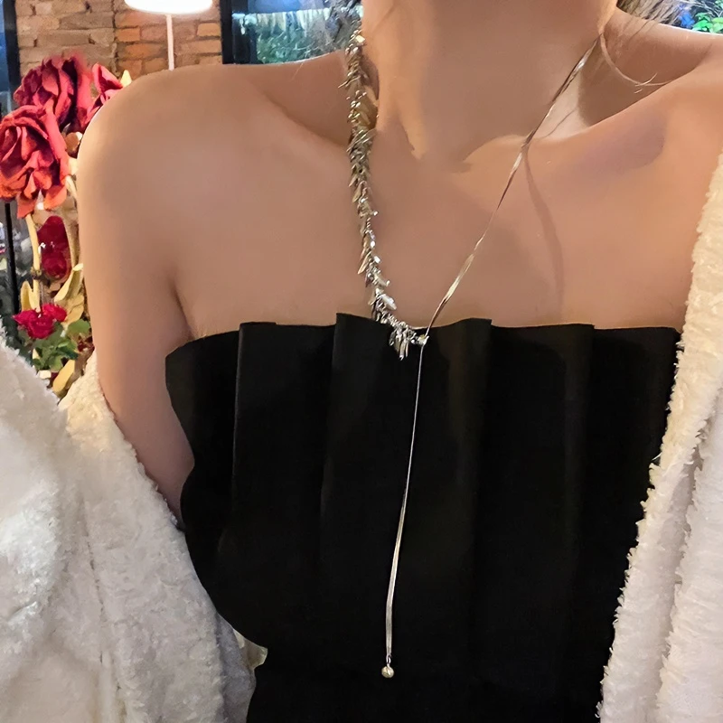 合金项链 多种戴法~ins麦穗亮片可抽拉项链小众设计颈链锁骨链女