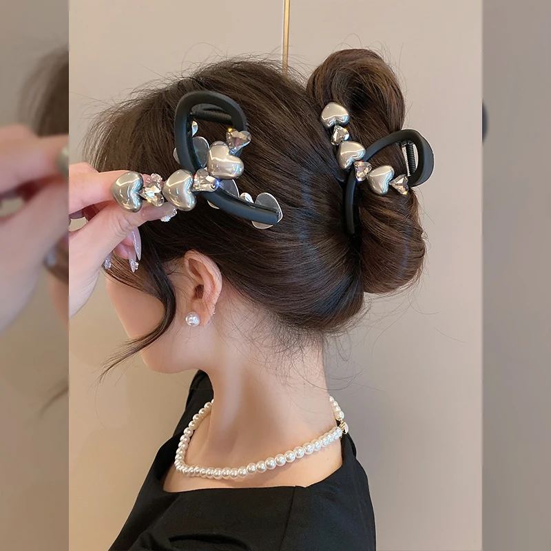 小抓夹好盘发~高级感珠珠发夹女后脑勺ins水钻鲨鱼夹子头饰高级感