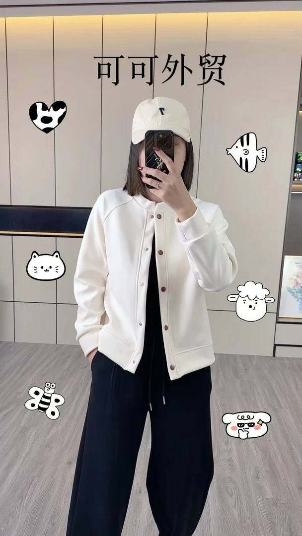 秋冬加厚慕斯绒显瘦气质休闲宽松时尚长袖简约棒球服-CY067