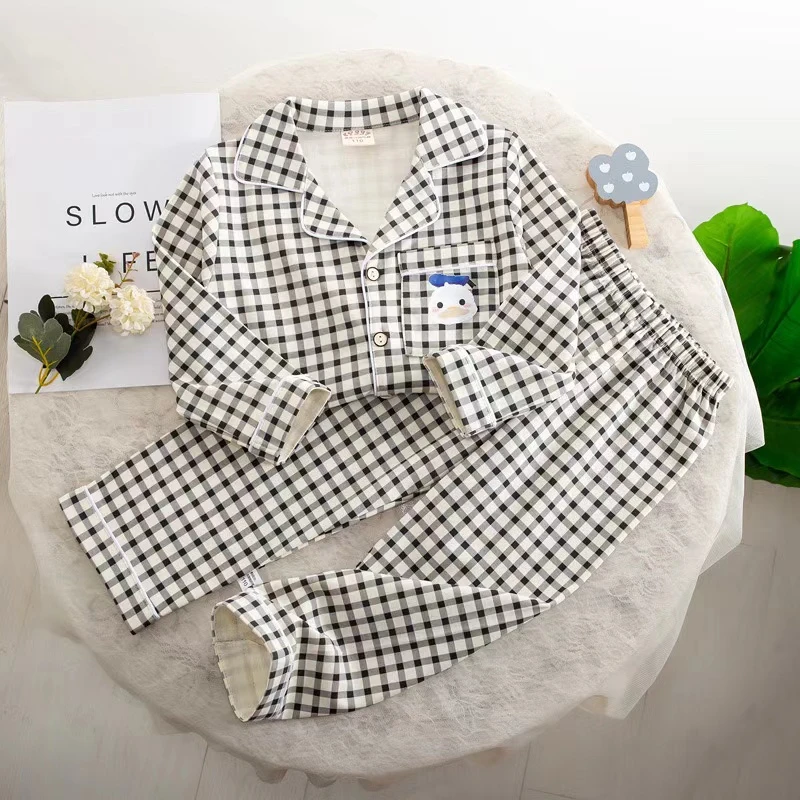 秋冬新款男女童睡衣长袖套装