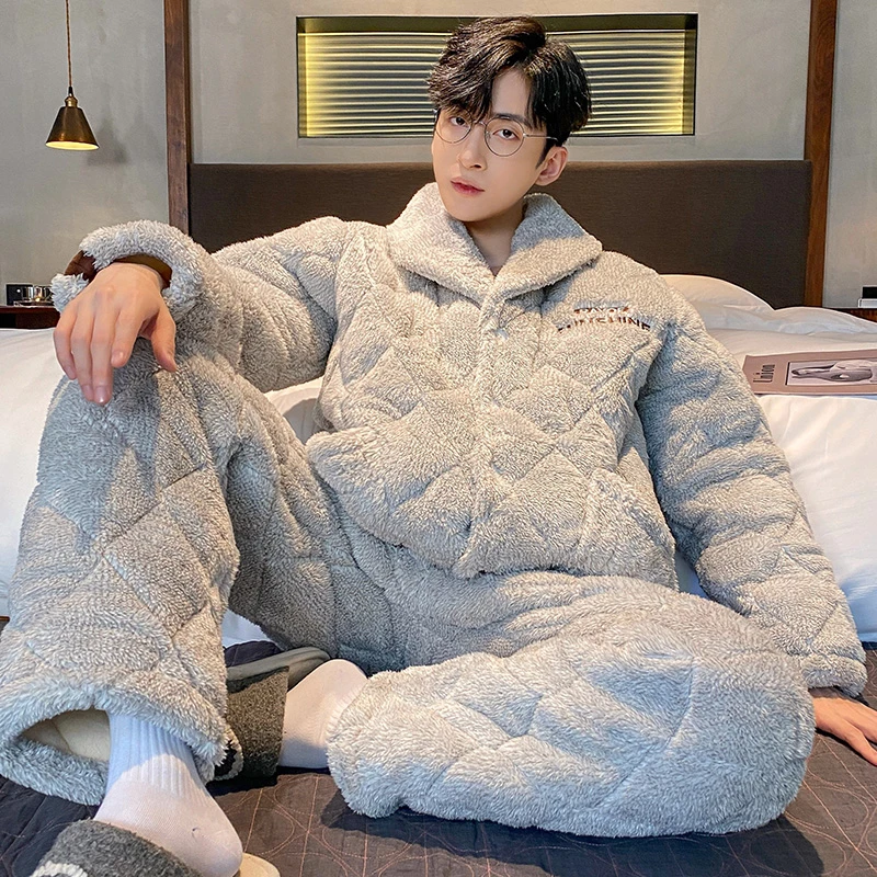 661529-三层夹棉睡衣-浅灰色