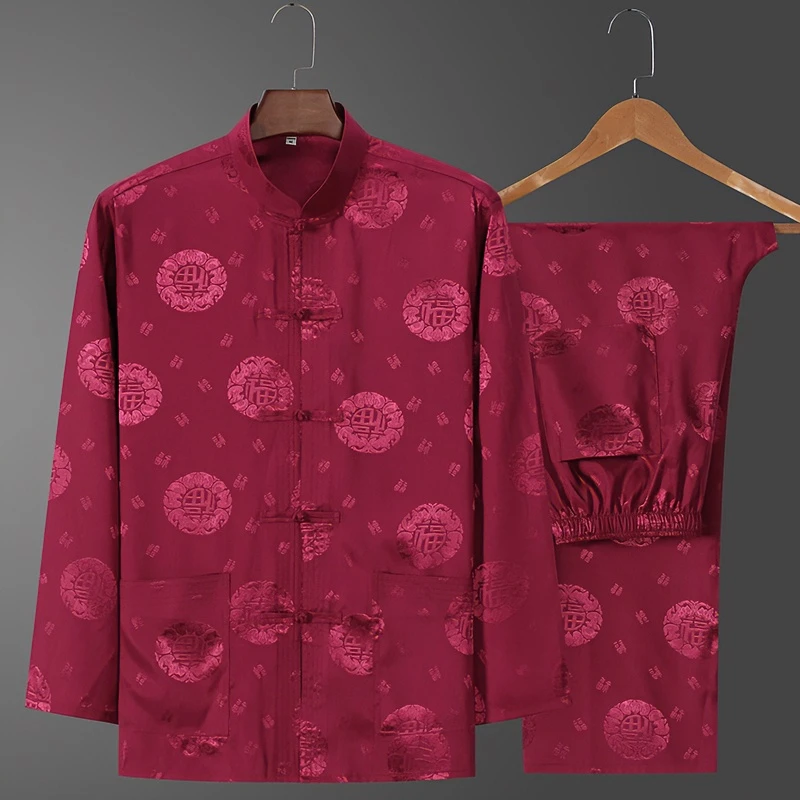 中老年长袖唐装大码夏季春夏中式新中式秋季国风爆款老人冰丝爷爷
