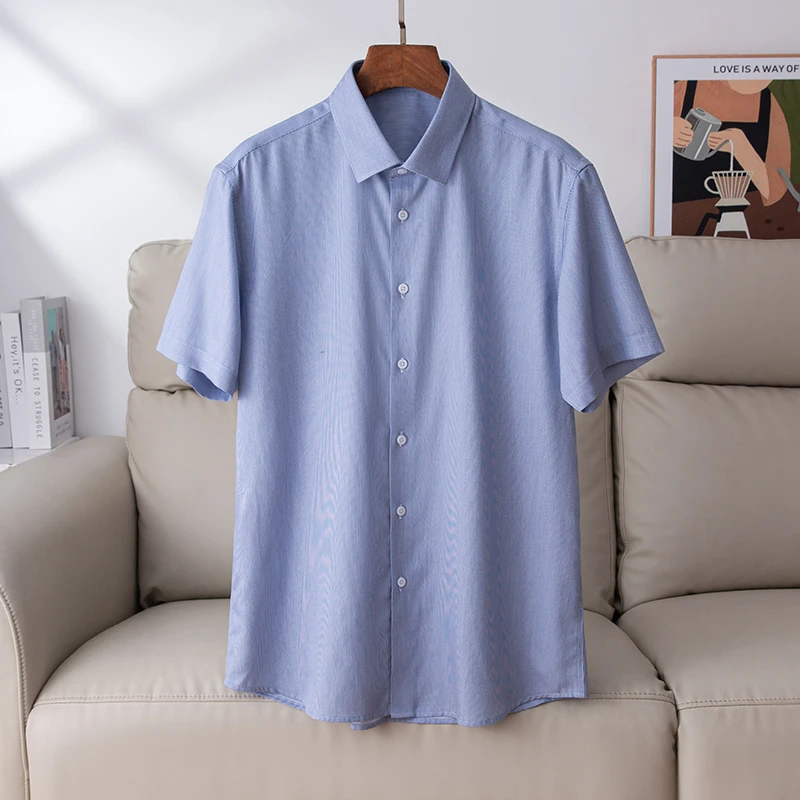 H撤柜男装～100棉！短袖衬衫男夏季薄款衬衣纯棉商务休闲半袖上衣潮