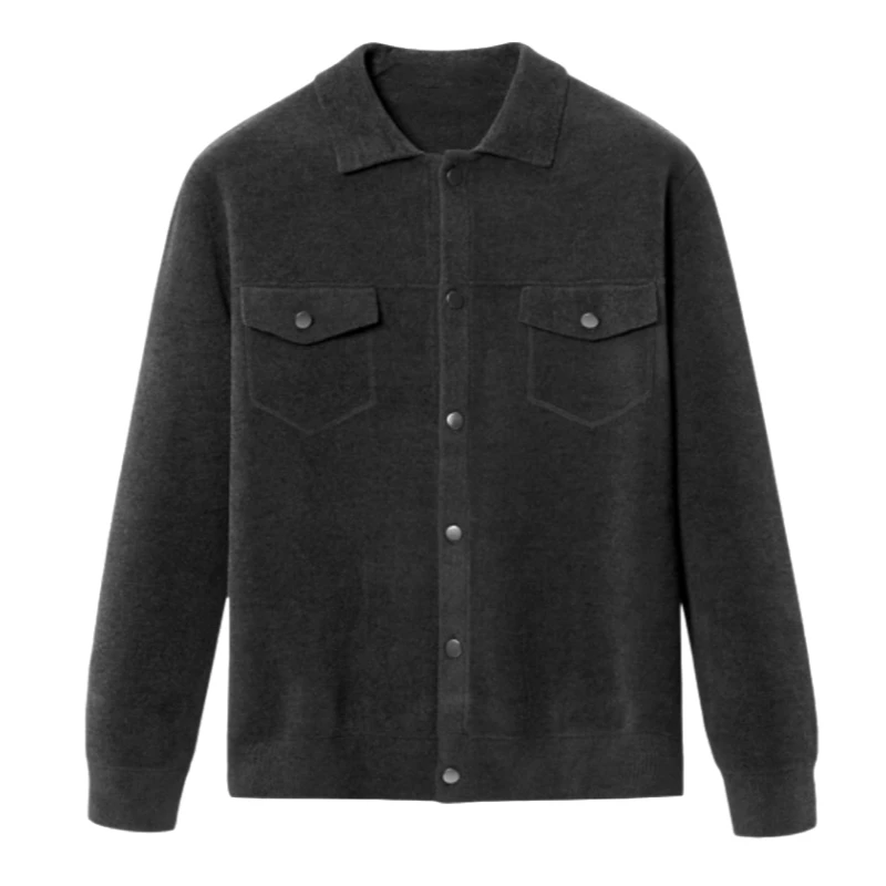 翻领针织外套春秋款