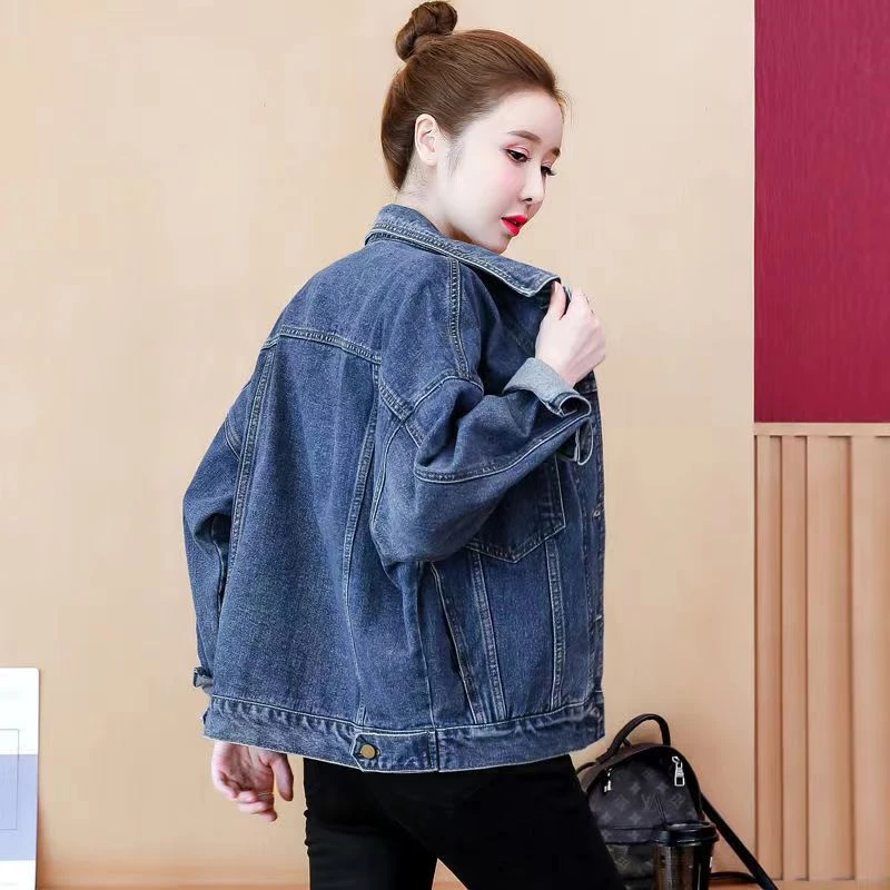 大码牛仔外套女2023秋季新款百搭夹克韩版宽松长袖显瘦休闲上衣潮