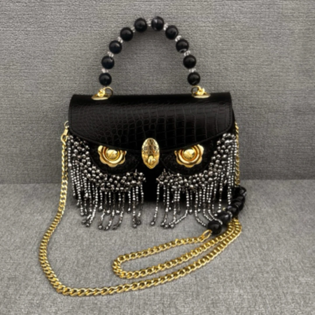 <黑色鳄鱼纹>2024新款甜星兔品牌女士真皮质感高级单肩斜挎包包潮