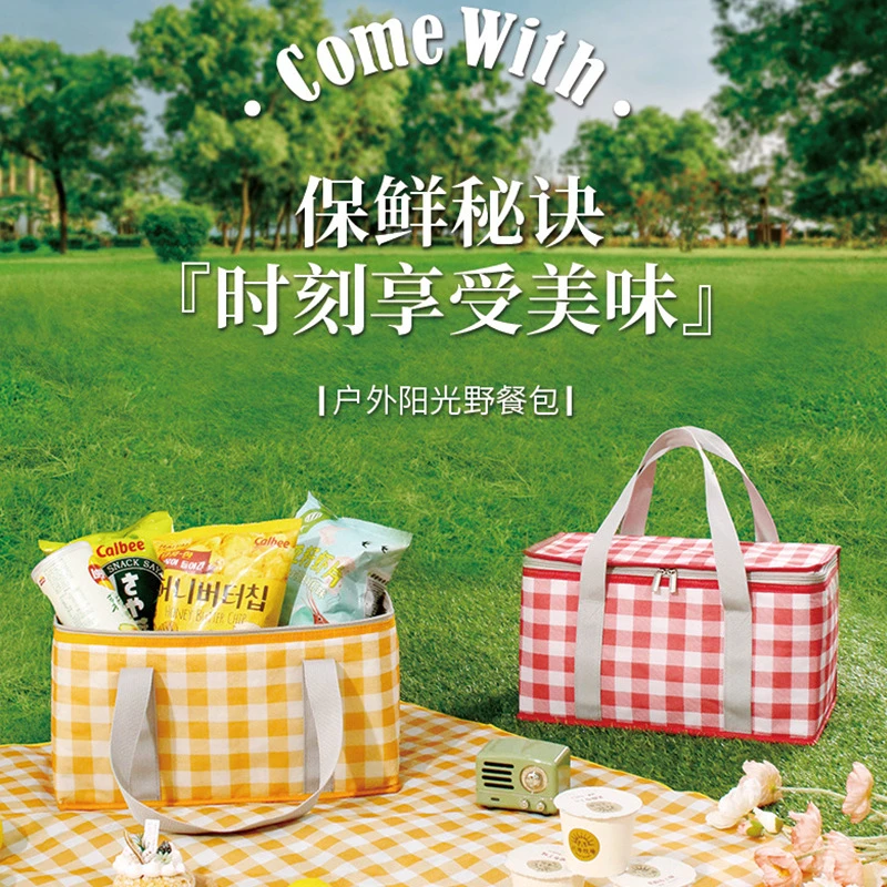 爆款源头厂家大容量保温手提袋便携户外露营野餐包牛津布便当包