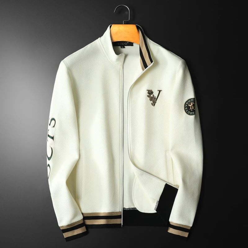 iuiug原创设计师款拉链外套刺绣收口立领时尚百搭男外套夹克