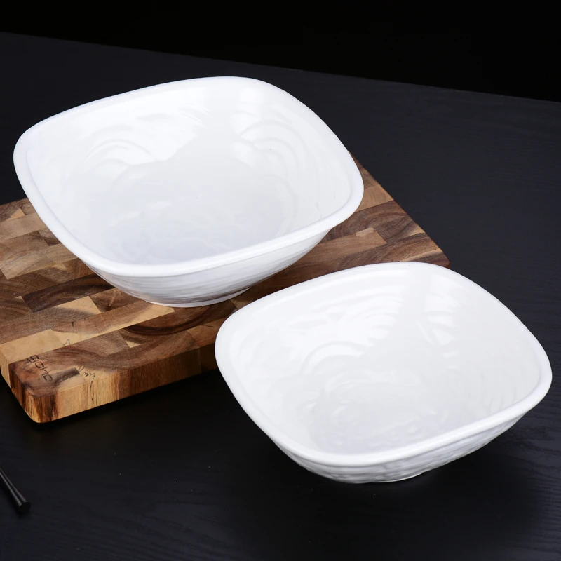加厚白色陶瓷海浪碗四方大汤碗汤盆餐厅酒店家用例汤碗菜碗汤盆