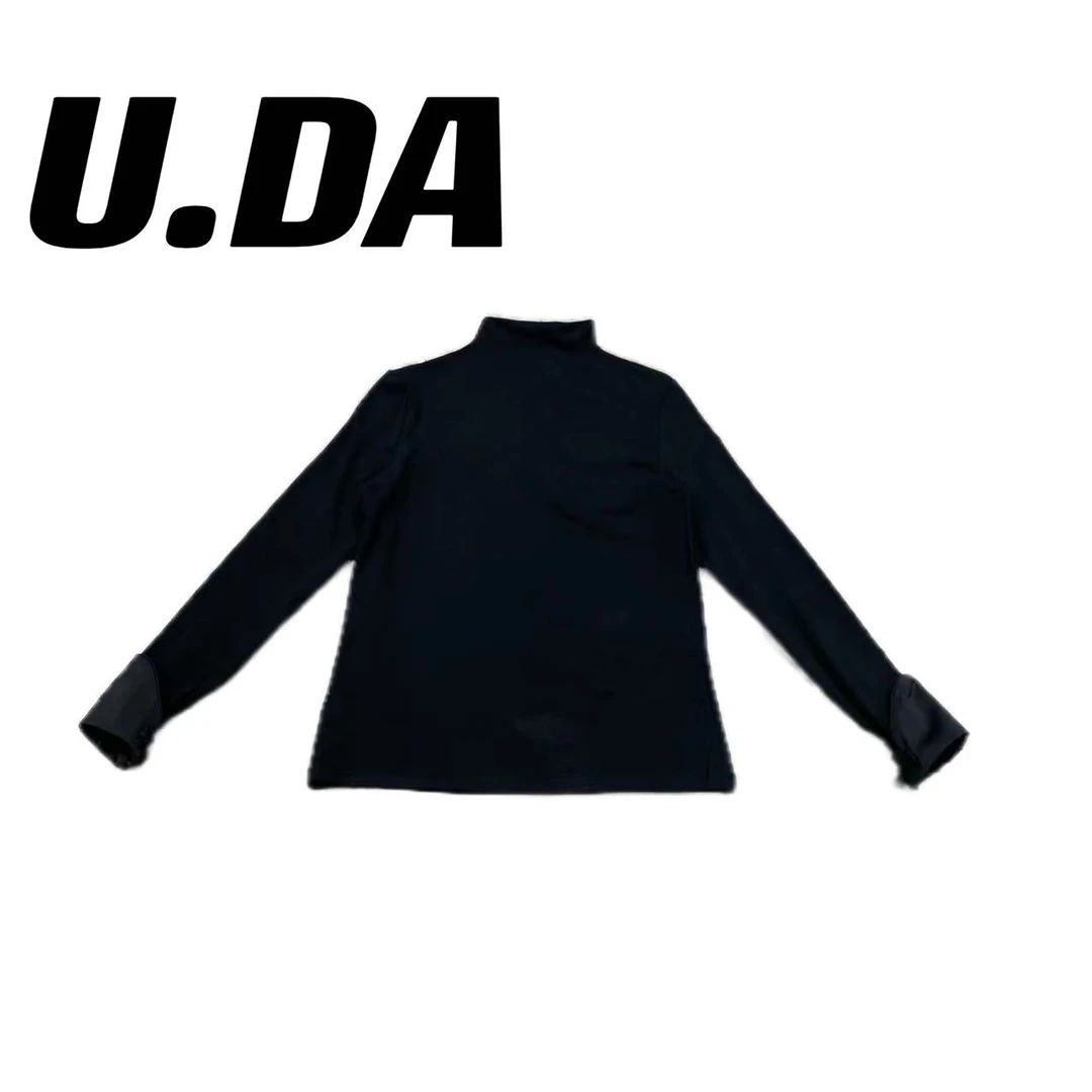 【优搭严选】时尚百搭小众盘扣拼接半高领套头T恤6608#