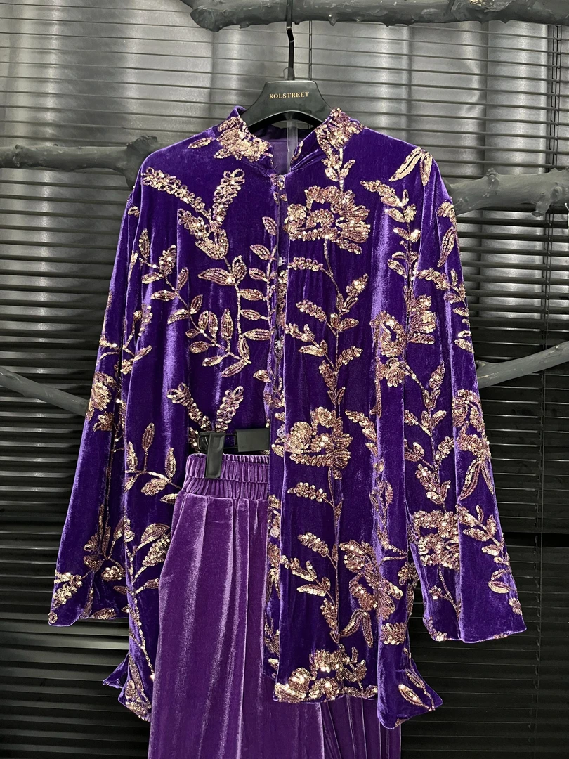 夸张家（夸张设计）时尚定制百搭气质休闲国风亮片重工外套