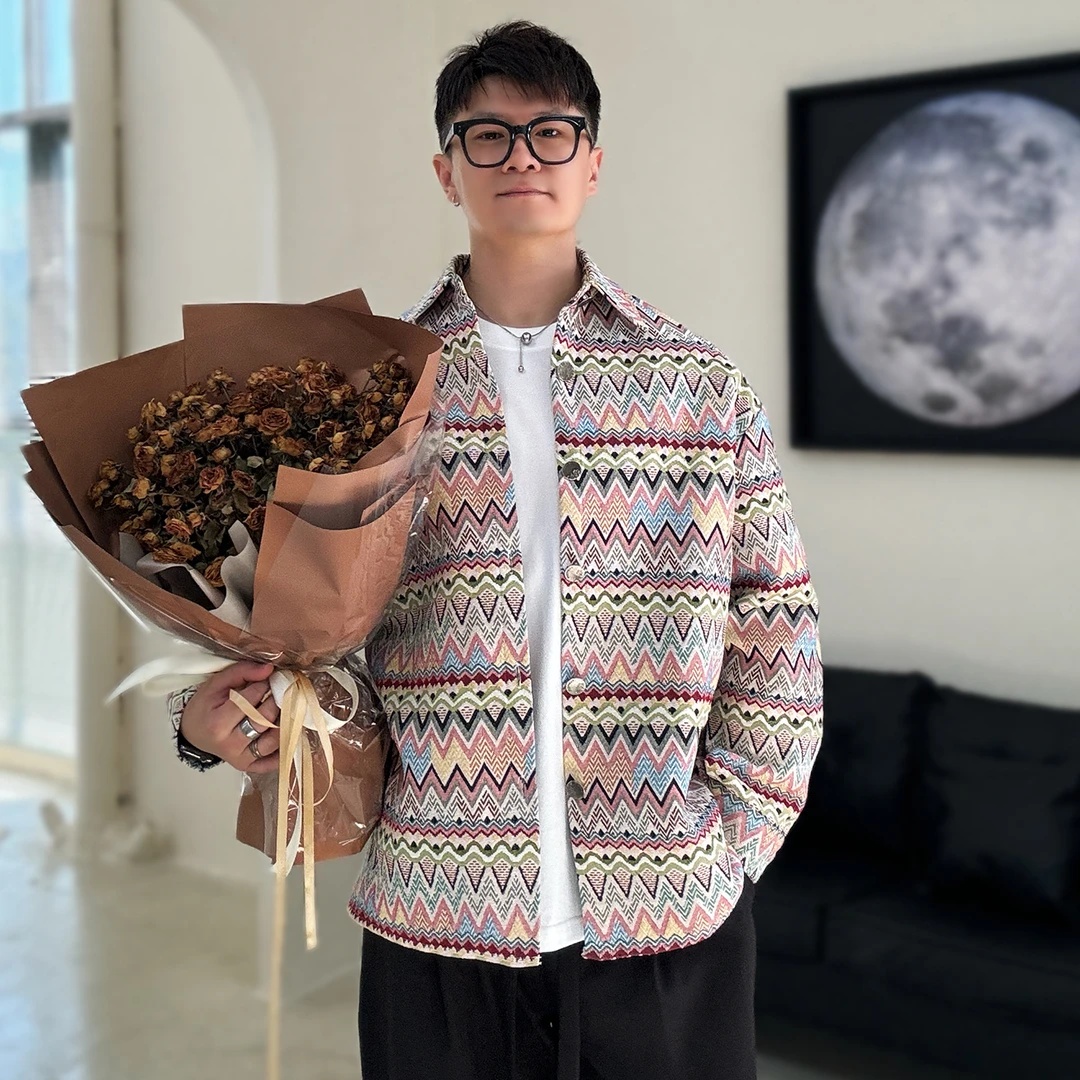 陆星家【糖果】秋冬新款撞色男士小众外套宽松休闲长袖潮流韩版C222