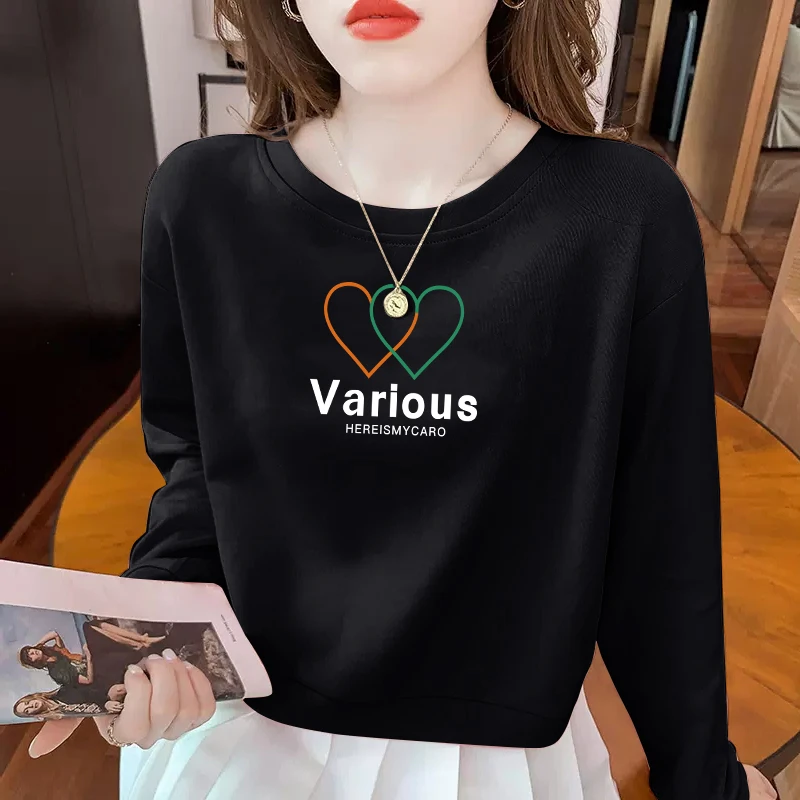 2025早秋新款小个子洋气短款卫衣女士圆领时尚百搭休闲宽松上衣女