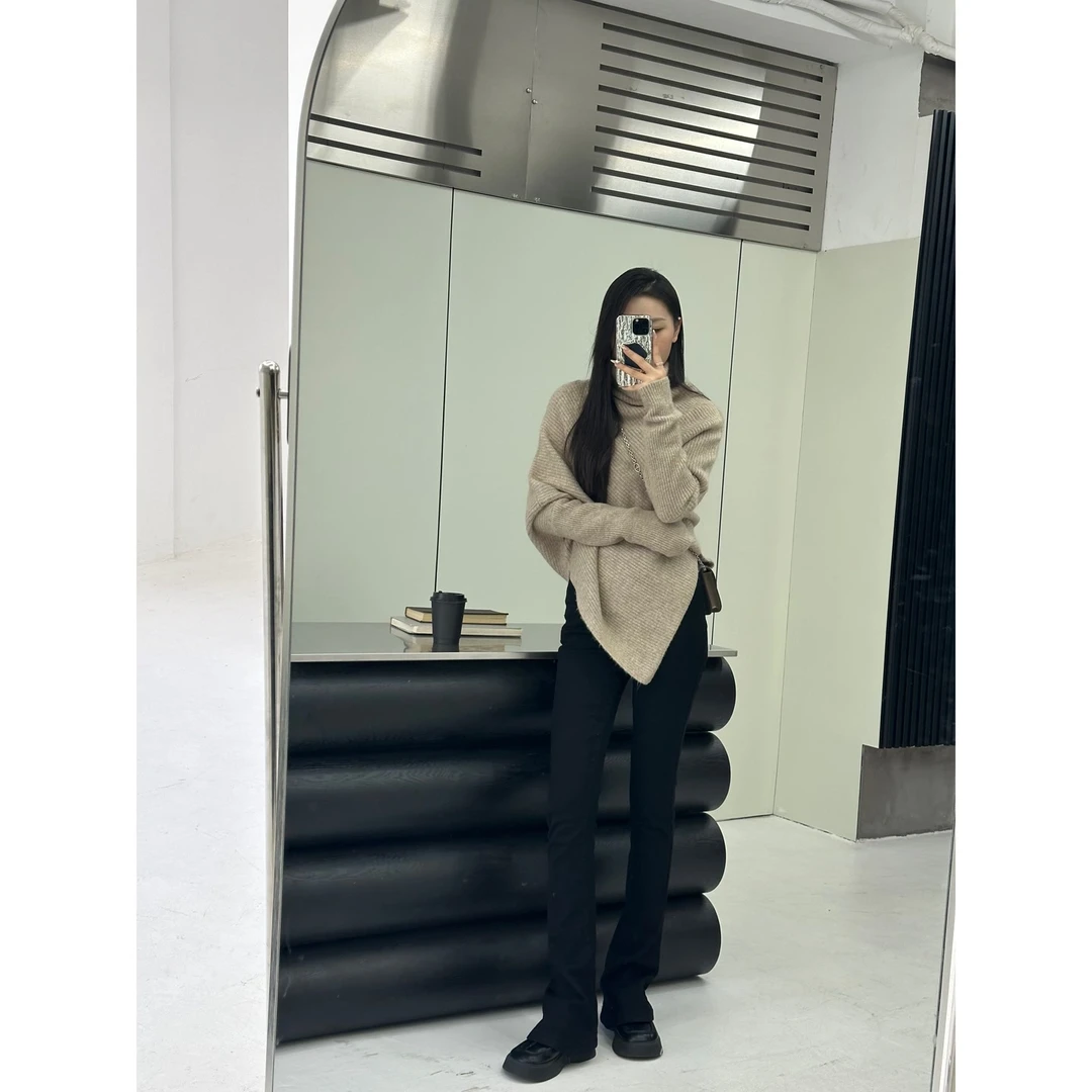 清仓【神仙裤型】加长黑色高弹力修身加绒马蹄裤JY141