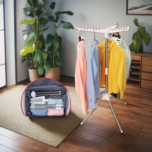 不锈钢龙禾双杆简易晾衣架晒被子落地立式内阳台晒衣架旅行挂衣架