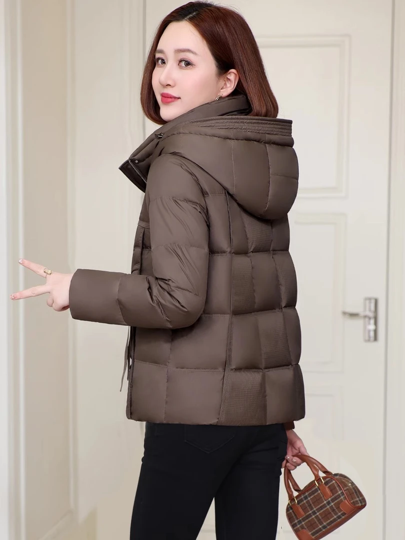 保暖高端羽绒服短款中年妈妈装冬季韩版大码小个子加厚白鸭绒外套