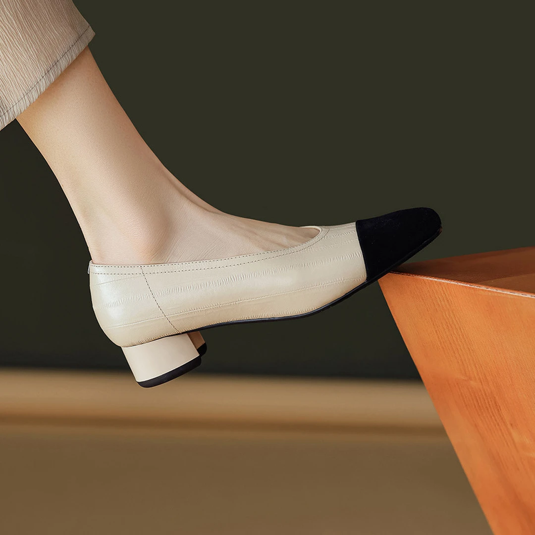 韩版夏季复古简约百搭玛丽珍拼色小香风圆头可爱女鞋GM05PY825