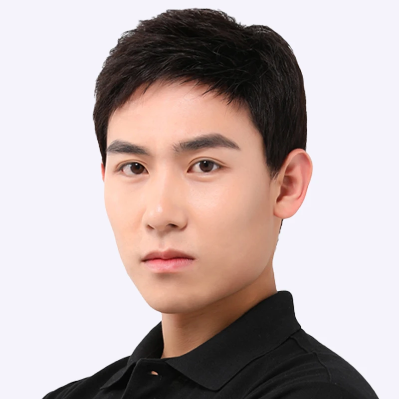 假发男短发真发全真人发全头套中年男士真发套自然真人发丝男生