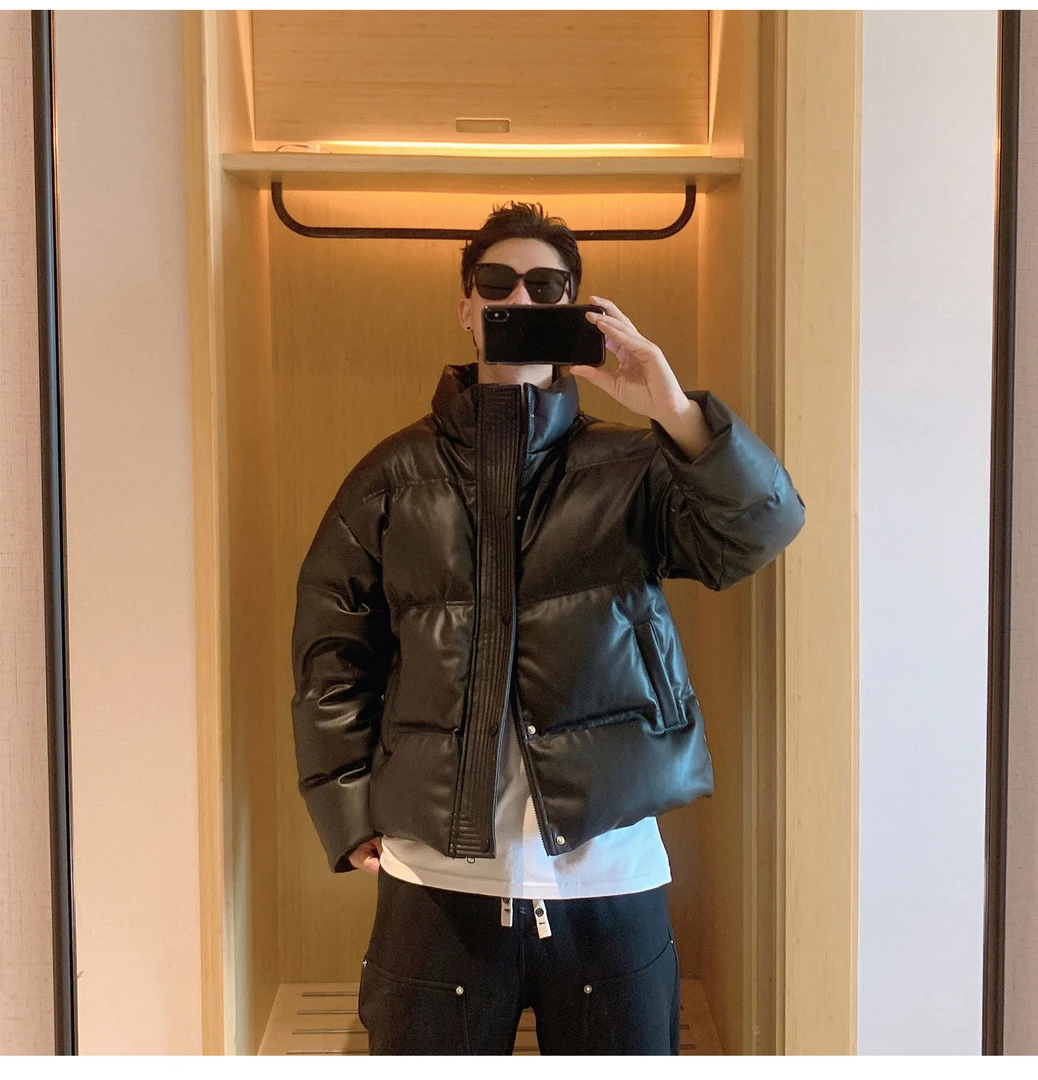 【小扬哥 推荐】2023冬季新款美拉德皮男短款加厚面包服保暖外套立