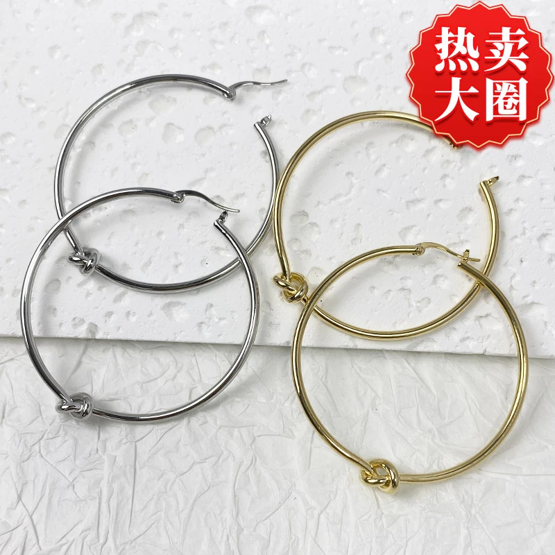 铜合金耳饰 打结耳环欧美金属小众设计气质大圈圆圈耳坠耳饰