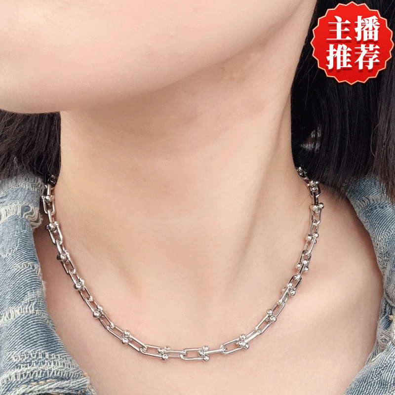 铜合金项链 时尚百搭马蹄扣项链明星同款U型潮牌链小众设计锁骨链