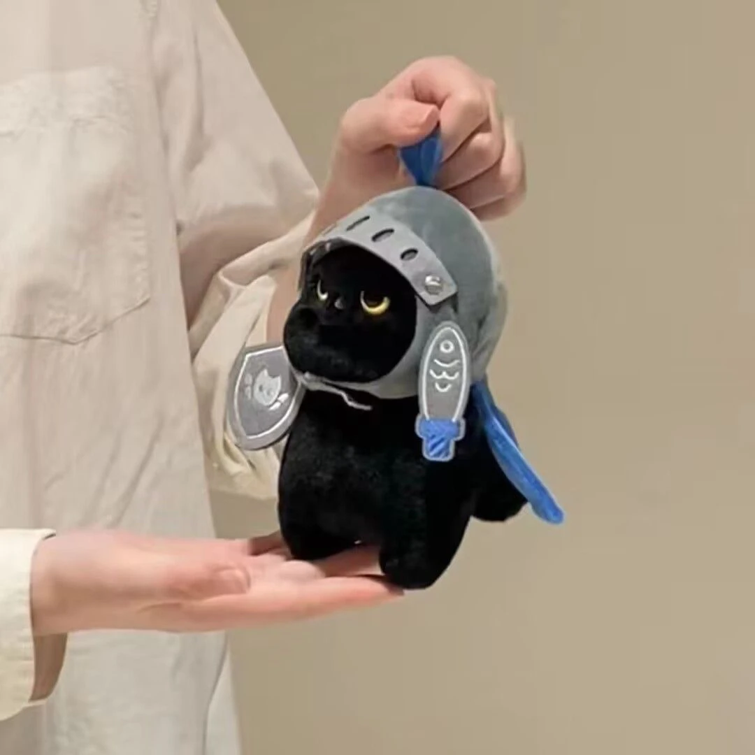 Q版骑士憨憨毛猫咪公仔憨喵小号毛绒玩具可爱娃娃玩偶包包小挂件