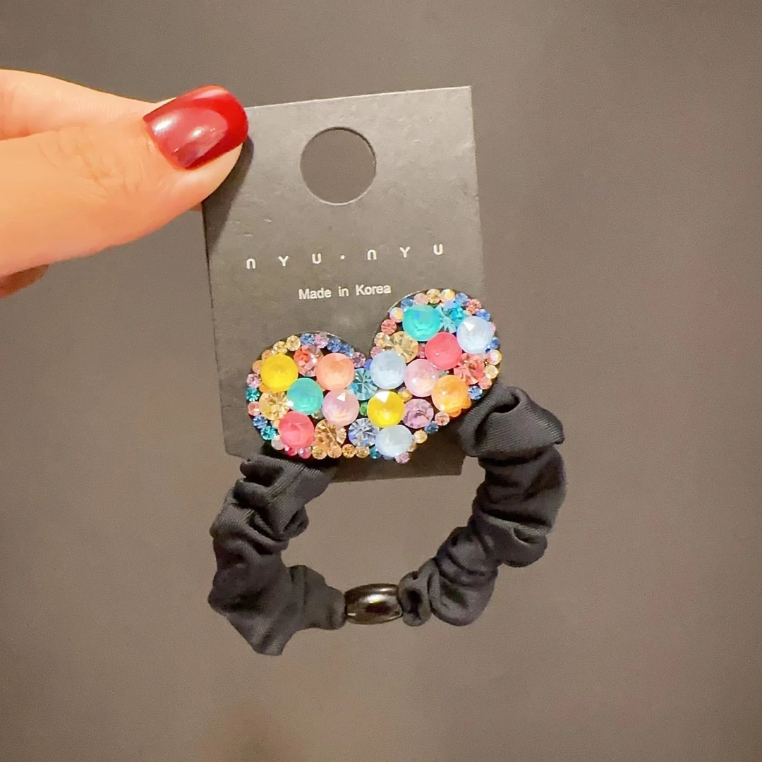 韩国s家水晶爱心发绳面膜圈高端丸子头发绳高马尾大号皮筋发饰女