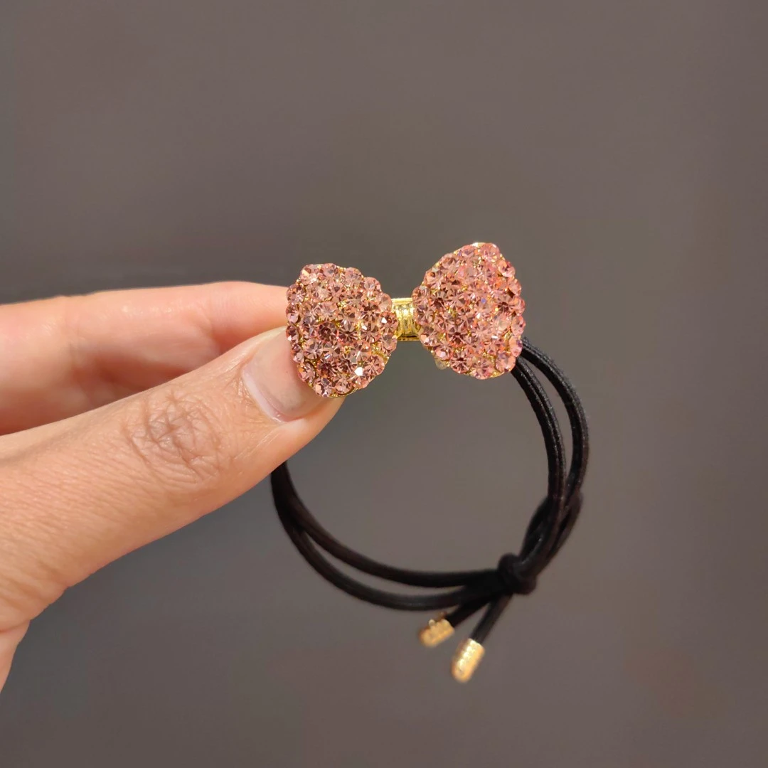 韩国施家水晶发绳韩版皮筋高档蝴蝶结高弹力发圈时尚丸子头发绳女